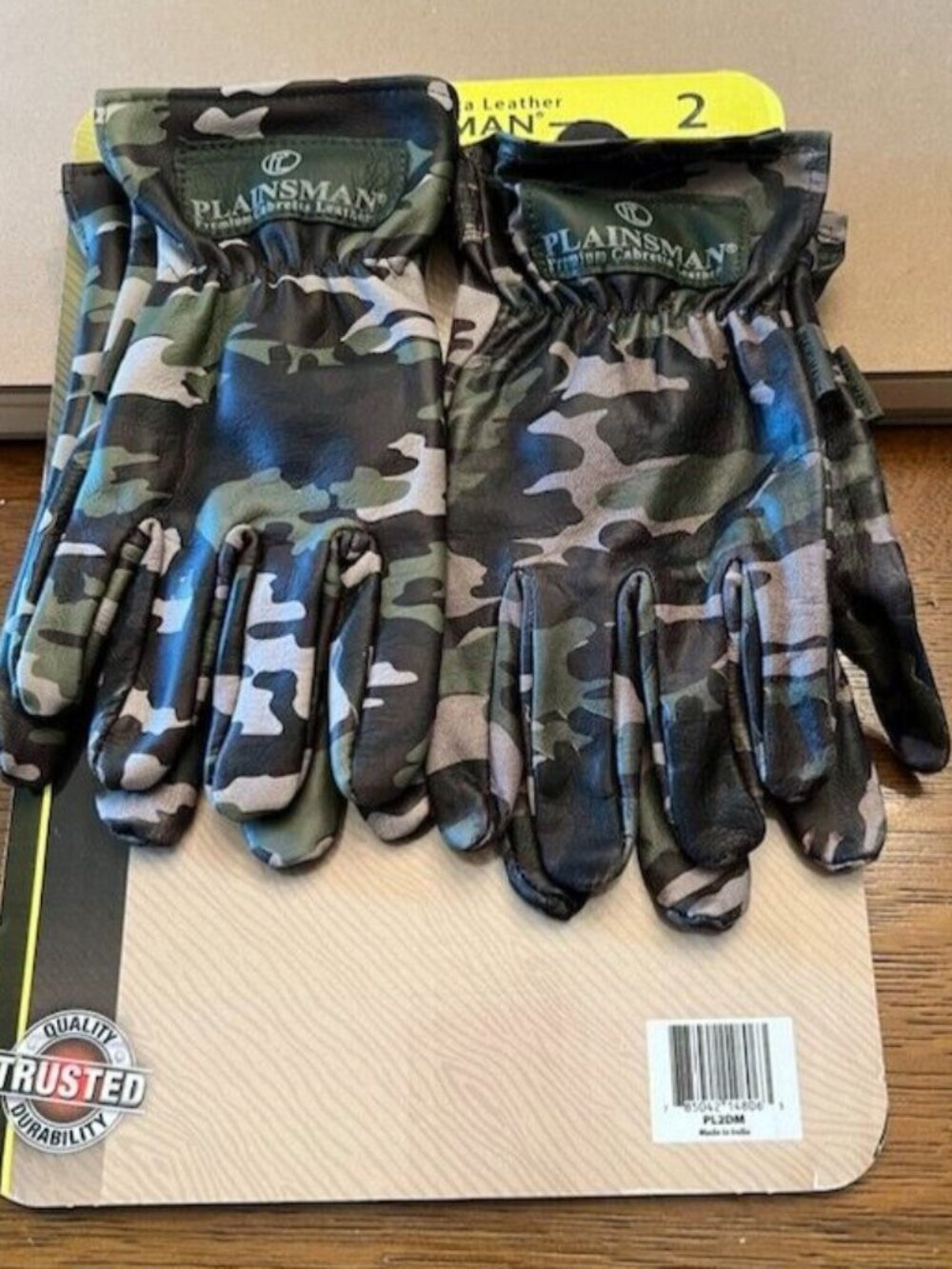Plainsman All-Purpose Gloves Premium Cabretta Leather, Camouflage, 2 Pairs MED